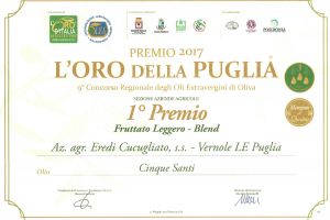 2017 oro della puglia sez aziende agricole primo premio